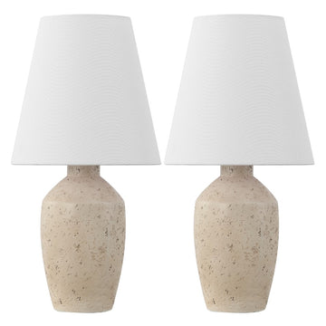 Xander 19.5" Minimalist Scandinavian Concrete Effect Resin/Iron Ginger Jar LED Table Lamp - JONATHAN Y
